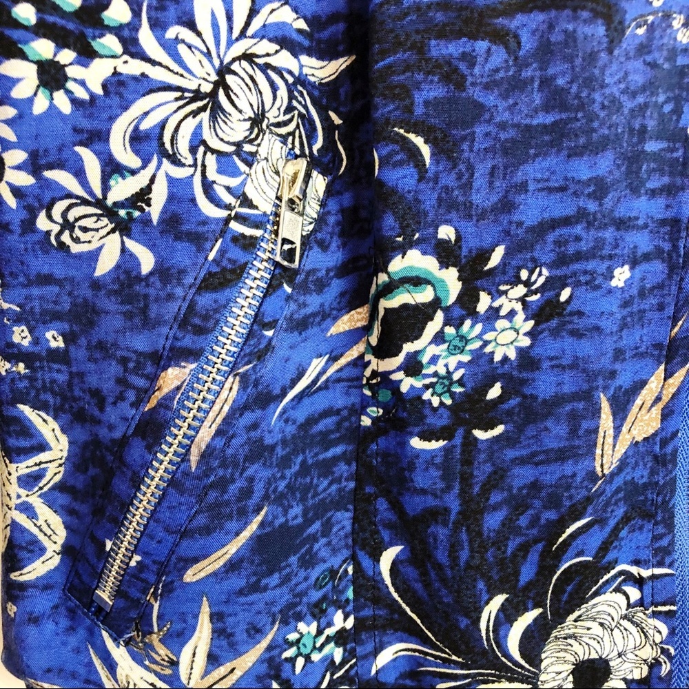 Jaase Boho Floral Cropped Blue Black Zipper Jacket - Picture 3 of 7